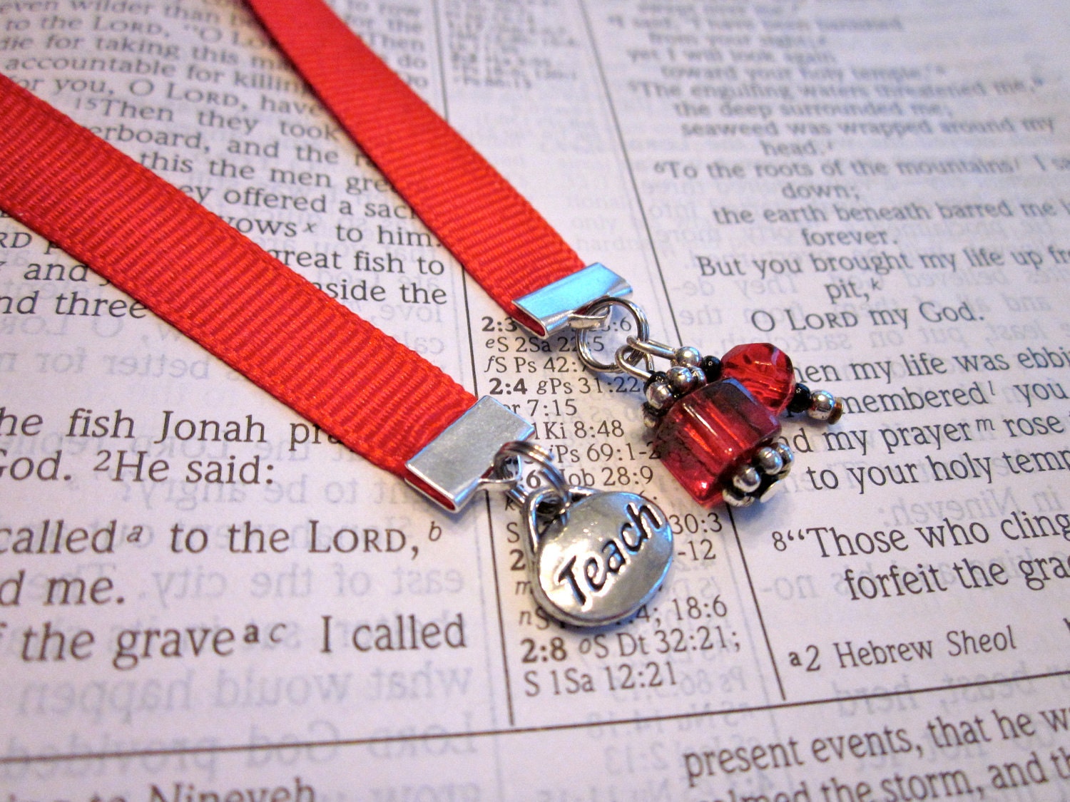 Red ribbon bookmark for your teacher.