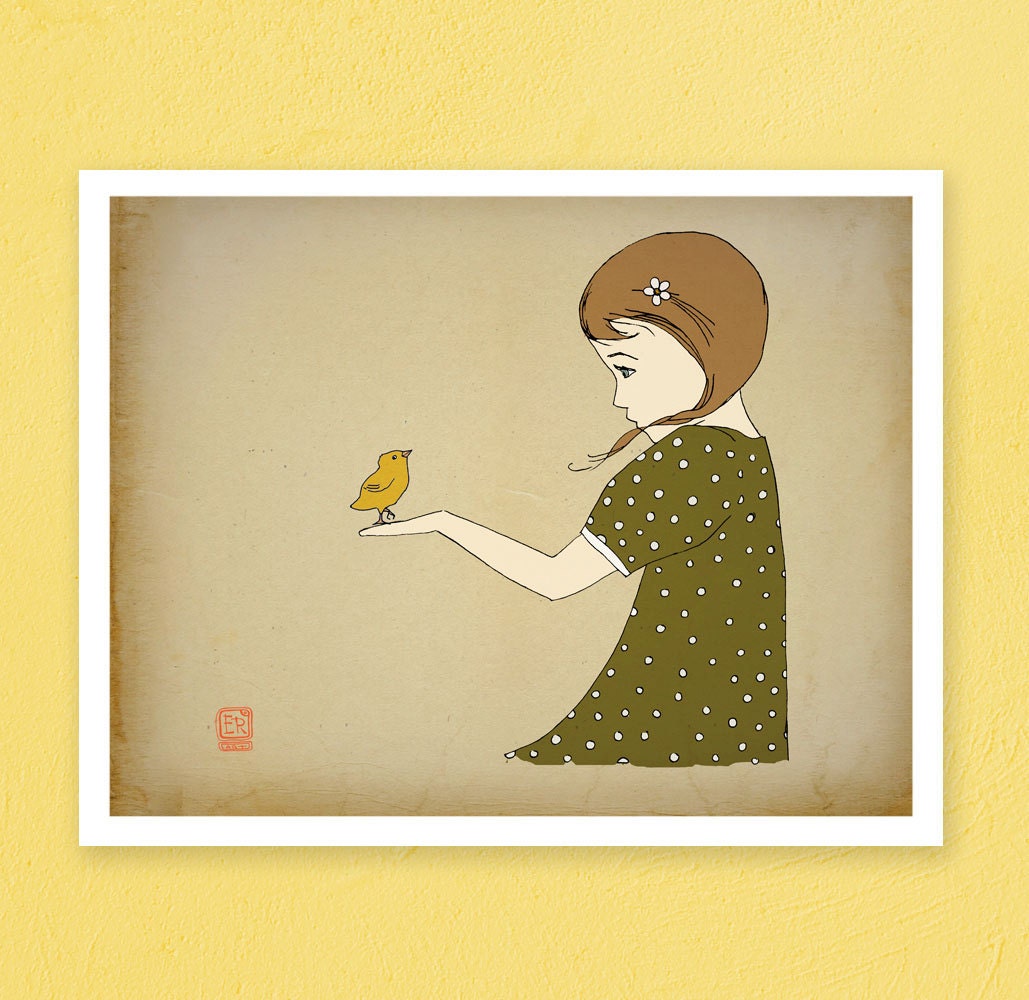 Bird Archival Art Print 12x16 nursery poster children room Illustration kids room baby, girl, boy wall decor image
