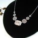 Vintage Art Deco Camphor Glass Necklace Enamel Rhodium Filigree Paste Stone 1930s Jewelry