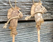 Primitive Grungy Stick Horse Christmas Ornaments