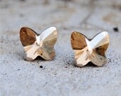 Butterfly - Swarovski Crystal Earrings Butterfly Champagne Diamond Stud Earrings - Jewelry By Mashugana