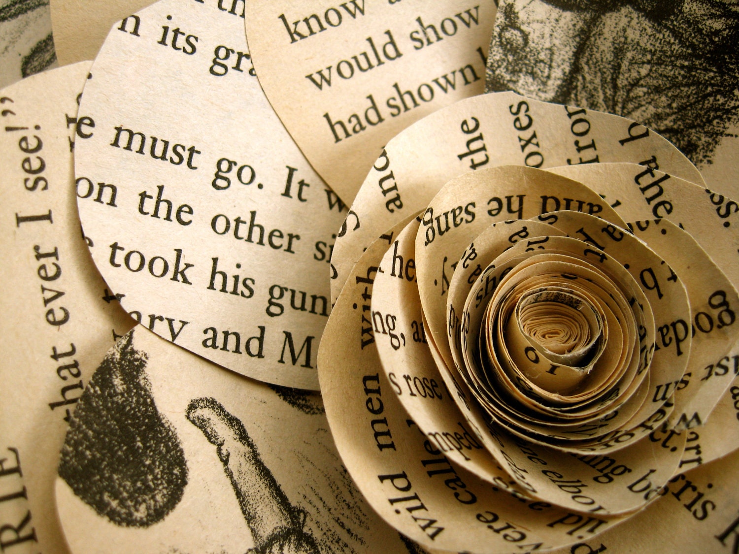 Oversized vintage book paper flower: home decor, gift topper, accessory, brooch pin, wedding, winter, spring