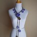 Crochet Lariat Scarf Flower and Medallions Purple and Brown