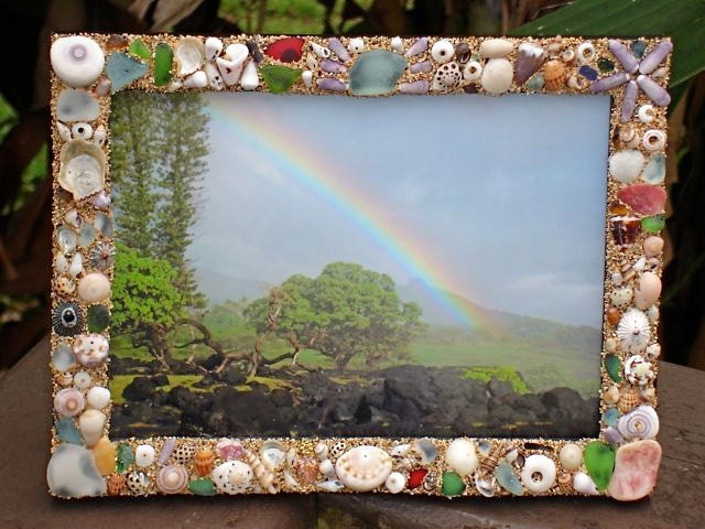 Shell Picture Frame,  Beach house, Home Decor, House Warming, Hawaiian, Custom Order