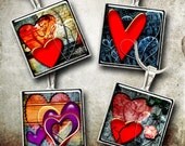 Urban Valentine's - Digital Collage Sheet CG-414 - 1x1 inch squares - for Scrapbooking, Jewelry Making, Magnets - Instant Download