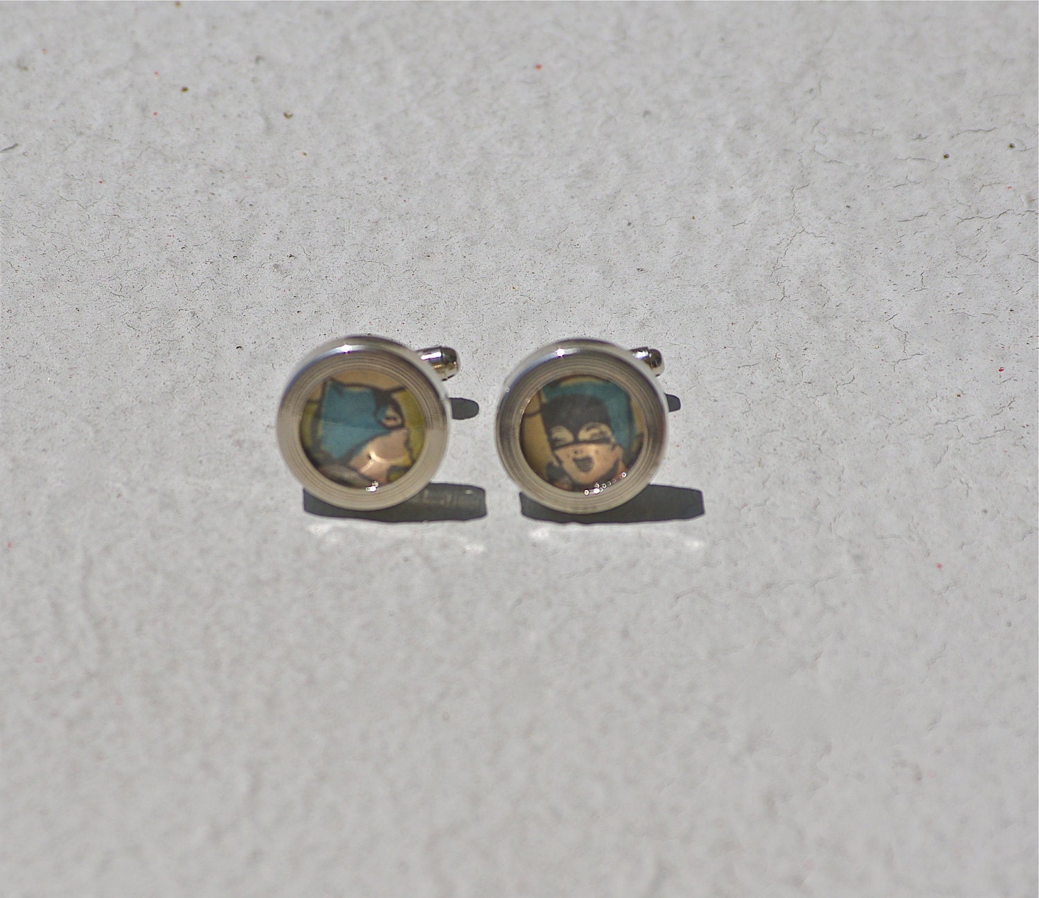 Catwoman Cufflinks cat woman Cuff links Batman villain gotham city stainless steel recycled comic book upcycled dc comics supervillain