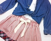 SALE Toddler Girls Skirt Boutique Clothing Size 3T Red White with Plaid Border Ready to Ship Spring Summer Clothing Handmade Original Gift