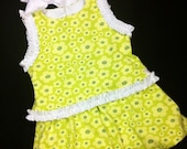 Toddler Girls Boutique Outfit Lime Green Flower Print Bubble Skirt Size 2T Ready to Ship Spring Summer Clothing OOAK Handmade Original Gift