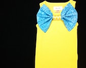SALE Children Clothing Girls Yellow Tank with Turquoise Bow Size 3T Ready to Ship Boutique Clothing Kids Spring Summer Shirt LAST ONE