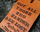 Leather Luggage Tag - Tolkien Quote - LOTR - Yellow Flower