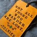 Leather Luggage Tag - Tolkien Quote - LOTR - Green Leaf Detail