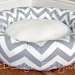 One-Piece 18" - Dog Bed - Cat Bed - Storm Gray & White Zig Zag, Chevron with Soft Minky Fleece