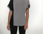 Summer asymmetrical gray & black top