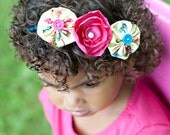 Flower Headband, YoYo, Rosette, Poppies