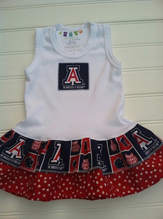 University of Arizona Dress Available 0-3 months through Size 6/8. Other Teams Available.