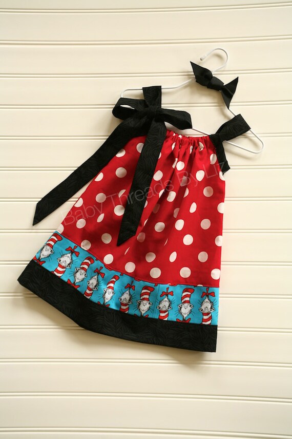 Cat in the Hat Dress Pillowcase Dress Available 0-3 months through Size 5/6