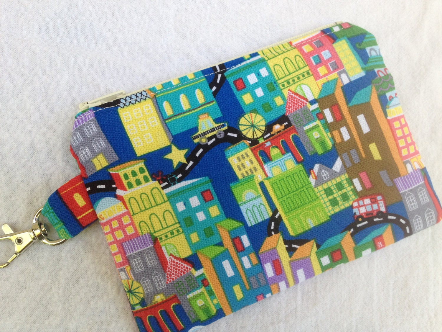 Busy City Small Zippered Pouch