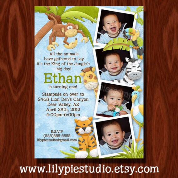 King of the Jungle Photo Birthday Invitation PRINTABLE FILE Il_570xn