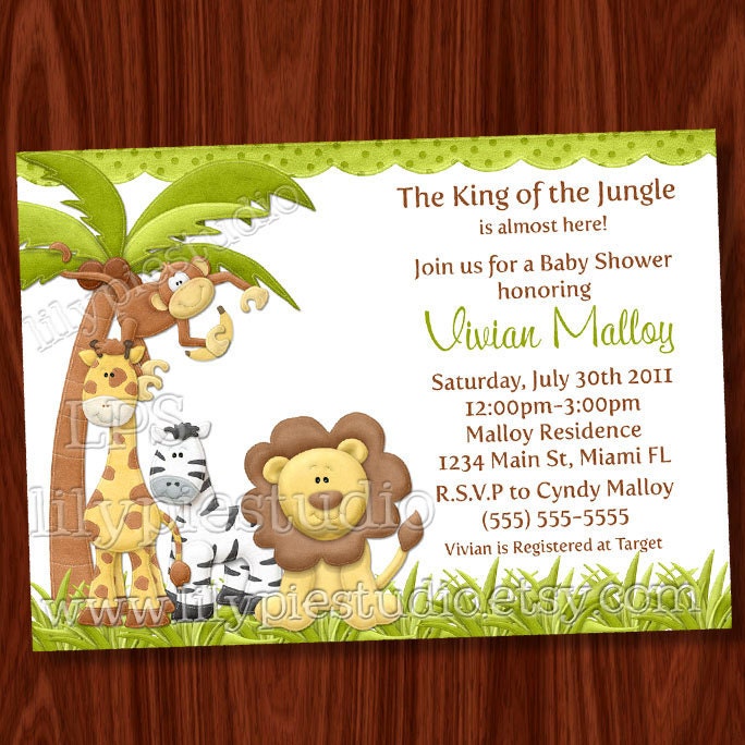 King of the Jungle Baby Shower Invitation PRINTABLE Digital File