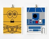 Star wars C-3PO & R2D2 5x7 art prints set of 2