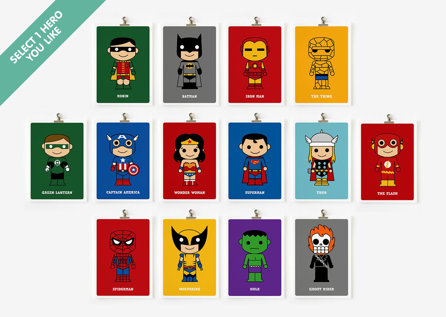 Cute superhero 5x7 art print  - One print