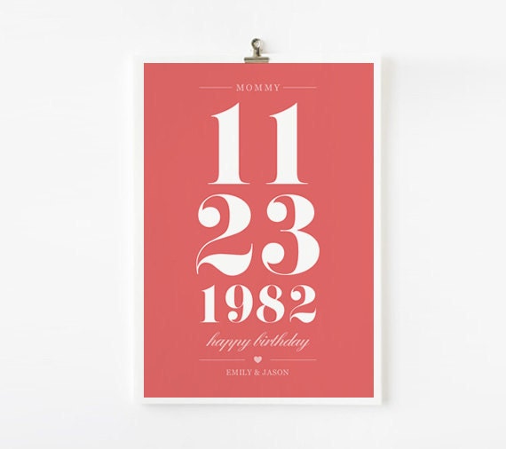 Personalized Custom Birthday Date or Special Date for Father Day, Mother or Best Friend art Print 8 x 10