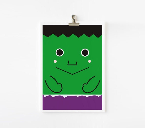 Super hero art print 5 x 7 set of 6