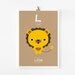 Alphabet poster L is for Lion 8x10 art print - Animal with pocket