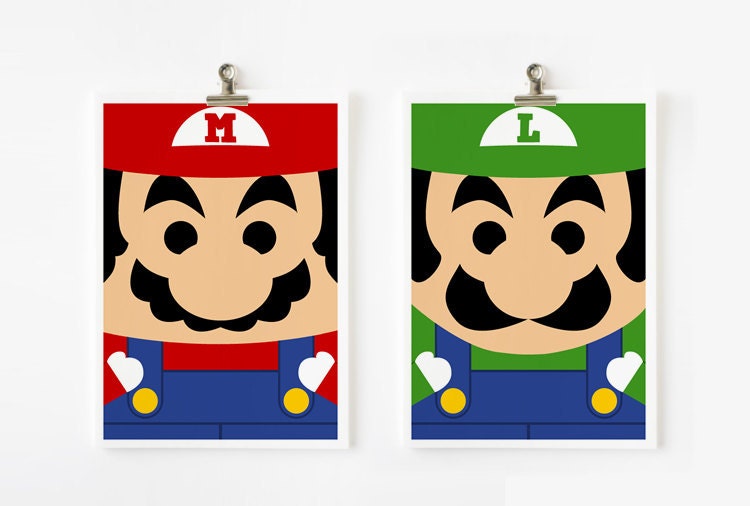 Mario and Luigi 5x7 art prints set of 2