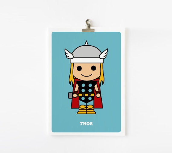 Cute superhero - Thor 5x7 art prints