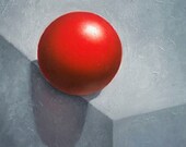 Red Ball Art Print, Abstract, Geometric abstract Oil Painting