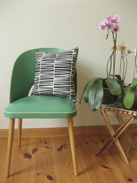 Handprinted Pillow Organic Cotton Black Zebraria Cushion 16 x 16" laKattun