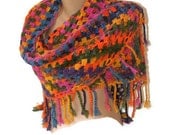 crochet shawl, crochet shawls, 2013 crochet trends, accessories, rainbow, hand crocheted, crochet stole