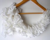 Ruffled Scarf, women Knitted scarves, white, knitting scarf, wedding,  women, gifts ideas, for her, fashion, long scarf