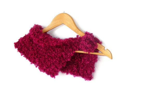 knitted women scarf, neck warmer, knit collar, autumn, hand-knitted, gift, fashion, maroon, purple