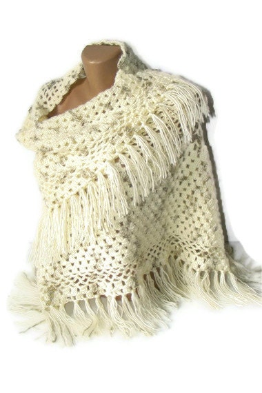 women fashion shawl, 2013 crochet trends, soft, winter, fall, spring, ivory, wedding accsessories, gifts for her