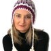 hand-crocheted hat, Ear Flap Hat, crochet, beanie, winter trend, multicolor, purple, crochet trends, women fashion, for her