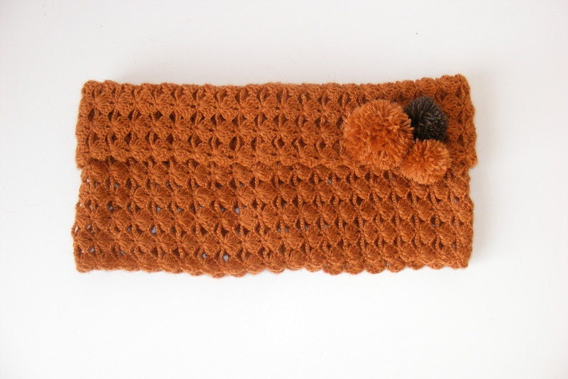 infinity scarves, Hand crocheted women scarf cowl, terra-cotta, neckwarmer, women scarves ,Winter spring trend, 2013 fashion trend