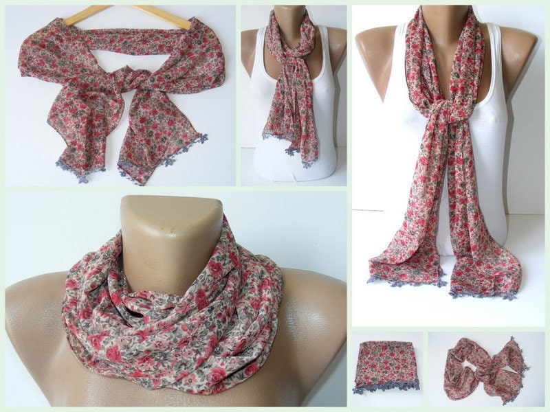 SALE chiffon scarf with lace multicolor shawl neckwarmer cowl chiffon scarf,for woman,fashion accessory,scarves,gift for her