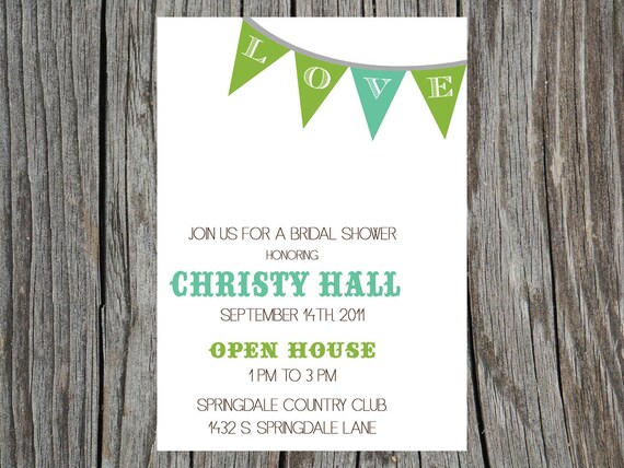 Printable Bridal Shower Invitation Bunting Flag Banner Il_570xn