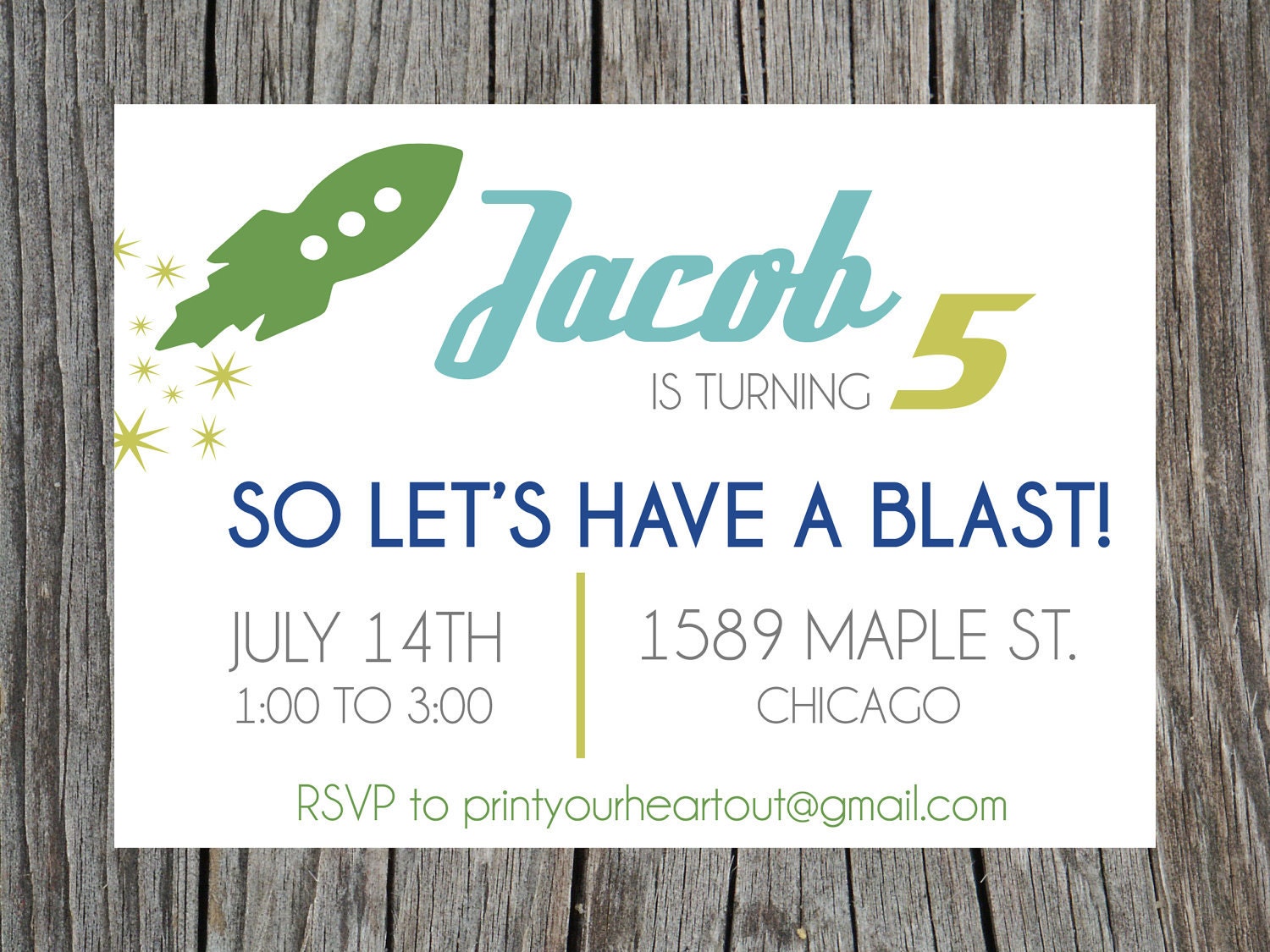 Printable Rocket Ship Boy Birthday Invitation Il_570xn