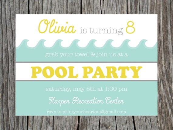 Swimming Pool Party Birthday Invitation Printable Il_570xn