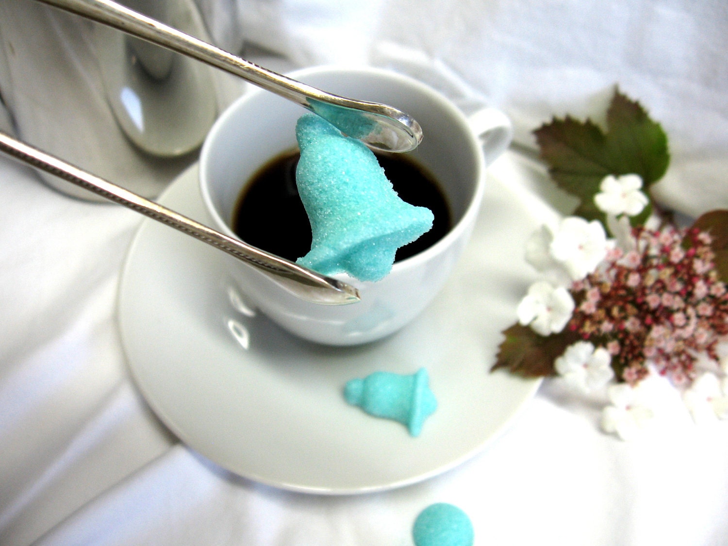 Beautiful Tiffany Blue Wedding Bells Shaped Sugar Cubes 3 Dozen for Tea Parties, Bridal  Brunch, or Events