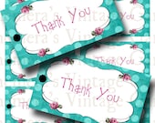 Shabby Chic Thank You Hang Tags - Digital Collage Sheet - gift tags etsy shop printable download polka dots blue pink roses vintage