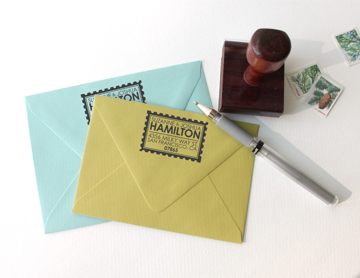 personalized custom wood handle address stamp - POSTAGE STAMP DESIGN