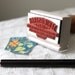 Custom return address rubber stamp WOODTYPE ARCH with wood handle
