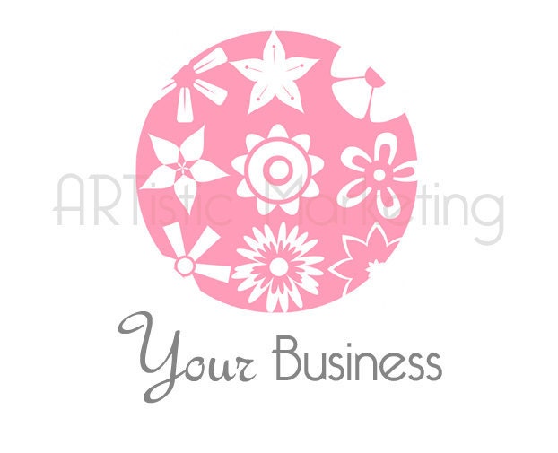 Pre Made Logo Design Professional Simple Modern Pink Flower Circle - Will NOT be resold.