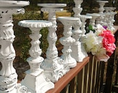 15 Shabby Distressed Bright White Candle Holders-Varied Heights and Sizes
