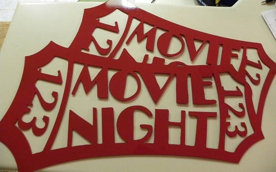 Home Theater Decor Red Movie Ticket "Movie Night"  24" x 18"