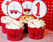 Modern Red Wagon Cupcake Toppers Il_170x135